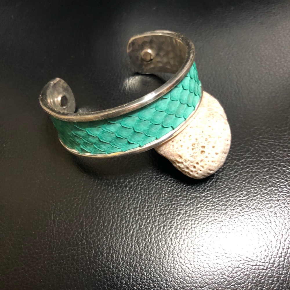 Taylor and Tessier turquoise python cuff